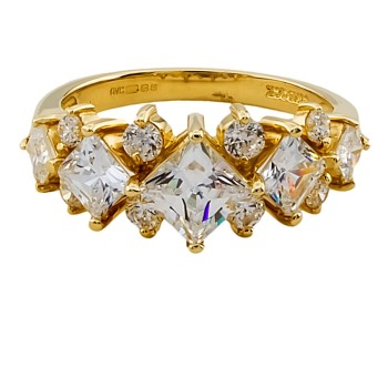 14ct Gold Cubic Zirconia Cluster Ring size M